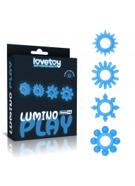 Набор из 4 голубых, светящихся в темноте эрекционных колец Lumino Play - Lovetoy - в Братске купить с доставкой