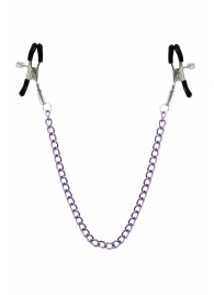 Зажимы для сосков с фиолетовой цепочкой Sweet Caress Nipple Chain - Sweet Caress - купить с доставкой в Братске
