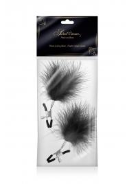 Зажимы на соски с черными пуховыми кисточками Sweet Caress Feather Nipple Clumps - Sweet Caress - купить с доставкой в Братске
