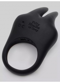 Черное эрекционное виброкольцо Sensation Rechargeable Vibrating Rabbit Love Ring - Fifty Shades of Grey - в Братске купить с доставкой