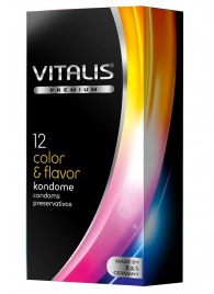 Цветные ароматизированные презервативы VITALIS PREMIUM color   flavor - 12 шт. - Vitalis - купить с доставкой в Братске