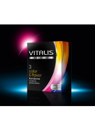 Цветные ароматизированные презервативы VITALIS PREMIUM color   flavor - 3 шт. - Vitalis - купить с доставкой в Братске