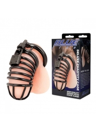 Черная металлическая клетка с замком Deluxe Chastity Cage - BlueLine - купить с доставкой в Братске