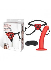 Красный поясной фаллоимитатор Red Heart Strap on Harness   5in Dildo Set - 12,25 см. - Lux Fetish - купить с доставкой в Братске