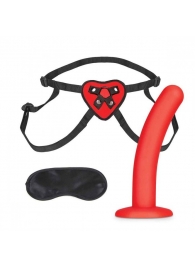 Красный поясной фаллоимитатор Red Heart Strap on Harness   5in Dildo Set - 12,25 см. - Lux Fetish - купить с доставкой в Братске