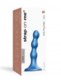 Голубая насадка Strap-On-Me Dildo Plug Balls size S - Strap-on-me - купить с доставкой в Братске