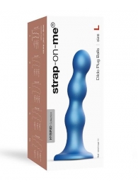 Голубая насадка Strap-On-Me Dildo Plug Balls size L - Strap-on-me - купить с доставкой в Братске