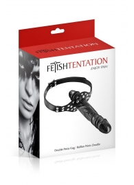 Черный кляп-фаллоимитатор Double Penis Gag - Fetish Tentation - купить с доставкой в Братске