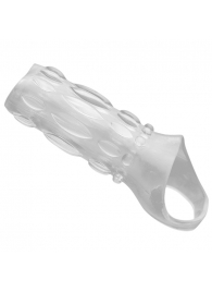 Насадка на пенис с кольцом для мошонки Clear Sensations Enhancer Sex Sleeve - 11,5 см. - XR Brands - в Братске купить с доставкой