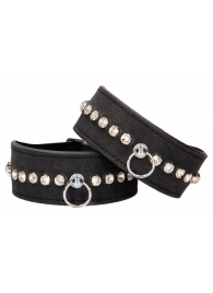 Черные наручники Diamond Studded Wrist Cuffs - Shots Media BV - купить с доставкой в Братске