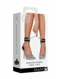 Черные поножи Diamond Studded Ankle Cuffs - Shots Media BV - купить с доставкой в Братске