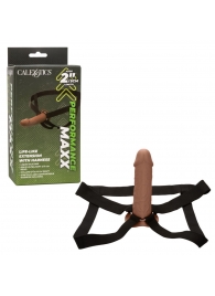 Коричневый фаллопротез Life-Like Extension with Harness - 17,75 см. - California Exotic Novelties - купить с доставкой в Братске