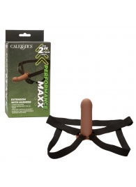 Коричневый фаллопротез из силикона Extension with Harness - 15,75 см. - California Exotic Novelties - купить с доставкой в Братске