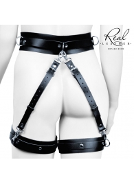 Черный кожаный пояс с гартерами - S-M - Notabu - купить с доставкой в Братске Черный кожаный пояс с гартерами - S-M - Notabu - купить с доставкой в Братске