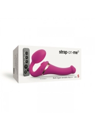 Ярко-розовый безремневой страпон Multi Orgasm Size S с клиторальной стимуляцией - Strap-on-me - купить с доставкой в Братске