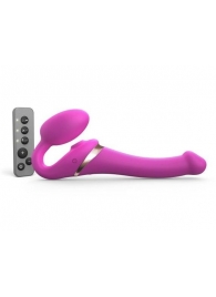 Ярко-розовый безремневой страпон Multi Orgasm Size S с клиторальной стимуляцией - Strap-on-me - купить с доставкой в Братске