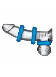 Комплект из трех голубых эрекционных колец 3-Pack Ribbed Rider Cock Ring Set - BlueLine - в Братске купить с доставкой