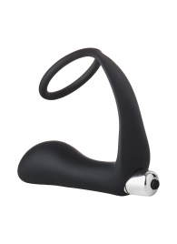 Черное эрекционное кольцо с вибропробкой Vibrating Anal Plug With Cockring - Dream Toys - в Братске купить с доставкой
