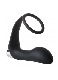 Черное эрекционное кольцо с вибропробкой Vibrating Anal Plug With Cockring - Dream Toys - в Братске купить с доставкой