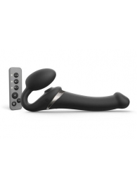 Черный безремневой страпон Multi Orgasm Size M с клиторальной стимуляцией - Strap-on-me - купить с доставкой в Братске