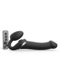 Черный безремневой страпон Multi Orgasm Size L с клиторальной стимуляцией - Strap-on-me - купить с доставкой в Братске