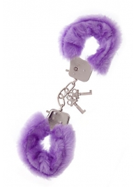 Фиолетовые меховые наручники METAL HANDCUFF WITH PLUSH LAVENDER - Dream Toys - купить с доставкой в Братске