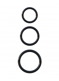 Набор из трех черных эрекционных колец Silicone 3-Ring Stamina Set - Pipedream - в Братске купить с доставкой