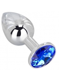 Анальное украшение BUTT PLUG  Small с синим кристаллом - 7 см. - Anal Jewelry Plug - купить с доставкой в Братске