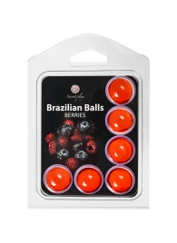 Набор из 6 шариков с массажным маслом Brazilian Balls с ароматом ягод - Secret Play - купить с доставкой в Братске