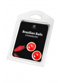 Набор из 2 шариков с массажным маслом Brazilian Balls с ароматом клубники - Secret Play - купить с доставкой в Братске