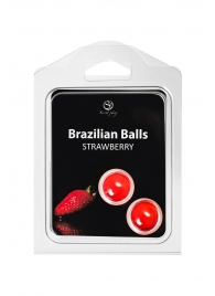 Набор из 2 шариков с массажным маслом Brazilian Balls с ароматом клубники - Secret Play - купить с доставкой в Братске