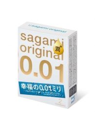 Увлажнённые презервативы Sagami Original 0.01 Extra Lub - 2 шт. - Sagami - купить с доставкой в Братске