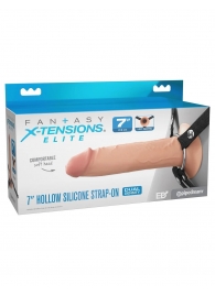 Телесный полый страпон на черных ремнях Hollow Silicone Strap-on - 17,8 см. - Pipedream - купить с доставкой в Братске