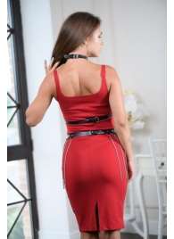 Черно-серебристая портупея-юбка plus size с цепочками - БДСМ Арсенал - купить с доставкой в Братске