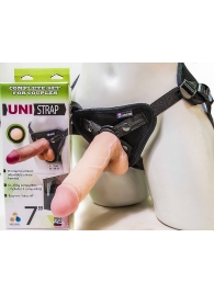 Страпон-унисекс с двумя насадками UNI strap 7  Harness - 19 и 16 см. - LOVETOY (А-Полимер) - купить с доставкой в Братске