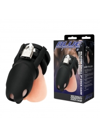 Черная клетка для пениса Silicone Small 2 in Cock Cage With Ball Divider - BlueLine - купить с доставкой в Братске
