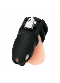 Черная клетка для пениса Silicone Small 2 in Cock Cage With Ball Divider - BlueLine - купить с доставкой в Братске