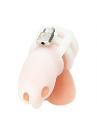 Белая клетка для пениса Silicone Small 2 in Cock Cage With Ball Divider - BlueLine - купить с доставкой в Братске