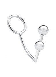 Кольцо на пенис с анальным стимулятором Two Bead Stainless Steel Anal Hook   Cock Ring - BlueLine - в Братске купить с доставкой