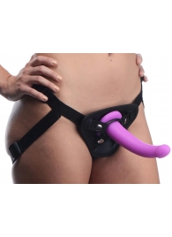 Лиловый поясной страпон Navigator Silicone G-Spot Dildo with Harness - 17,8 см. - XR Brands - купить с доставкой в Братске