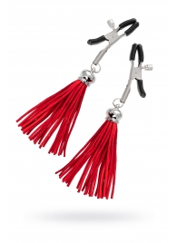 Зажимы на соски «Прищепки» с красными кисточками из замши - Pecado - купить с доставкой в Братске