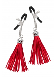 Зажимы на соски «Прищепки» с красными кисточками из замши - Pecado - купить с доставкой в Братске