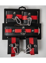 Черно-красный набор фиксаций: наручники, оковы и ошейник - Crazy Handmade - купить с доставкой в Братске