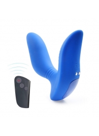 Синий вибромассажер простаты 3,5’’ Remote Control Curve P-spot Massager - 12 см. - Erokay - в Братске купить с доставкой