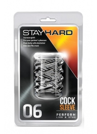 Прозрачная насадка с объёмными чёрточками STAY HARD COCK SLEEVE 06 CLEAR - Blush Novelties - в Братске купить с доставкой