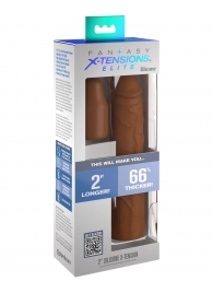 Коричневая насадка на член 2  Silicone X-tension - 20,3 см. - Pipedream - в Братске купить с доставкой