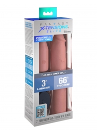 Телесная вибронасадка на член 3  Vibrating Mega X-tension with Remote - 22,9 см. - Pipedream - в Братске купить с доставкой