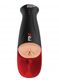 Телесный мастурбатор-вагина в черной колбе с вибрацией Fuck-O-Matic Pro XL - Pipedream - в Братске купить с доставкой