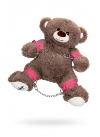 Бондажный набор: бурый мишка с розовыми оковами и наручниками - Pecado - купить с доставкой в Братске