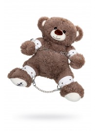 Бондажный набор: бурый мишка с белыми оковами и наручниками - Pecado - купить с доставкой в Братске